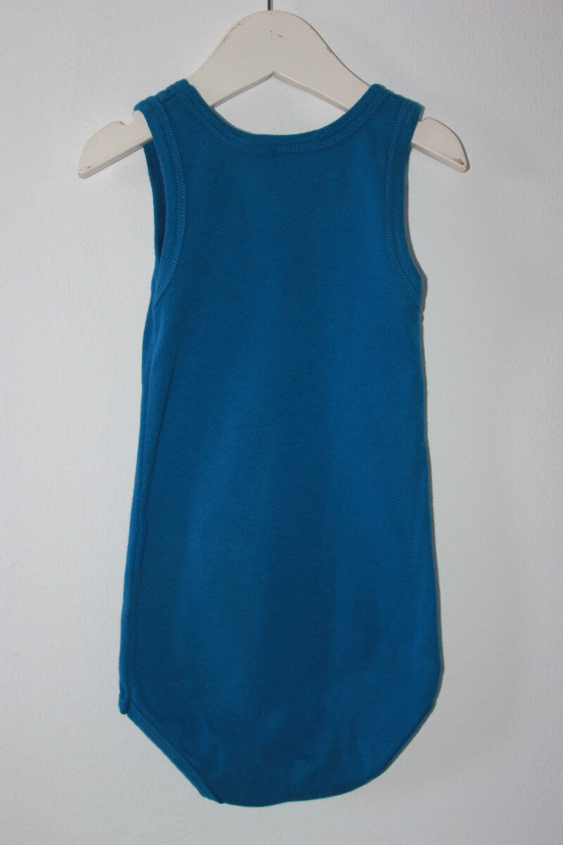 preloved katoenen mouwloze blauwe romper van petit bateau in maat 80 voor een baby jongen