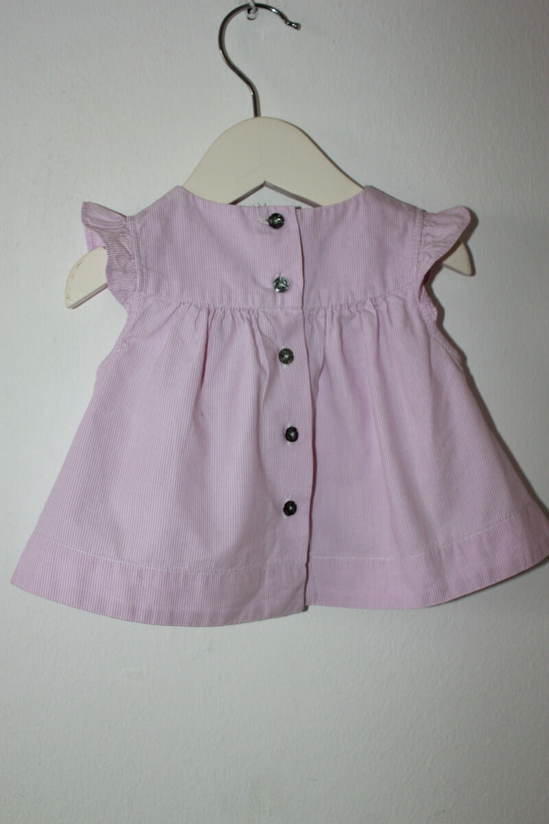 tweedehands katoenen roze blouse met korte mouwen in maat 62 voor een baby meisje van jacadi