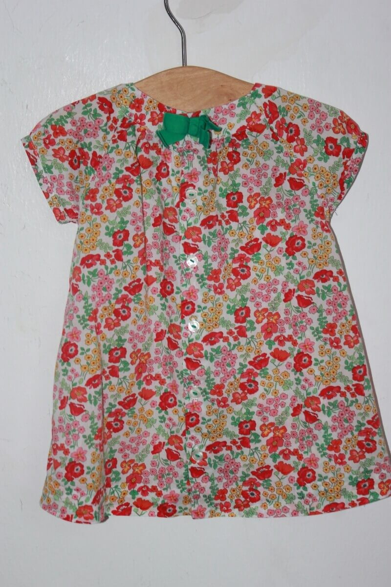 tweedehands katoenen zomerse liberty jurk in multicolour, met korte mouwen, maat 68 voor een baby meisje van jacadi