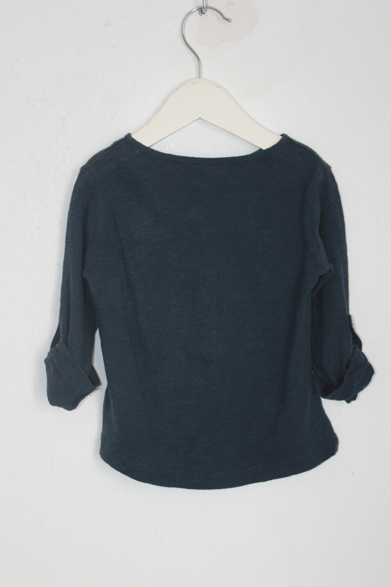 tweedehands unisex katoenen donkerblauwe longsleeve in maat 74 van le phare de la baleine