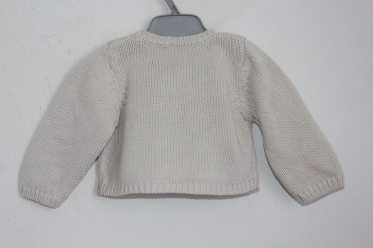 tweedehands unisex katoenen beige vestje van bonpoint in maat 68 voor een baby