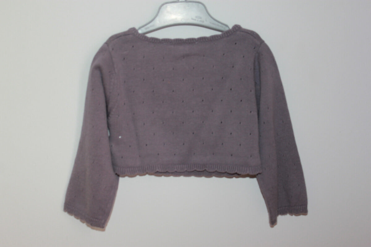 tweedehands katoenen mauve wikkel vestje in maat 74 voor een baby meisje van jacadi