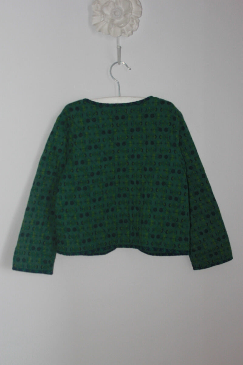 tweedehands katoenen groen gebloemd jasje (voor het tussenseizoen) van monoprix in maat 98-104 voor een meisje