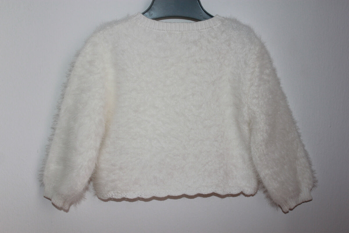 preloved ecru warm vest van carrément beau voor een baby meisje in maat 68