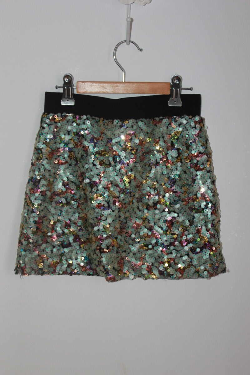 preloved rokje met pailletten in multicolour van dixie in maat 128-134