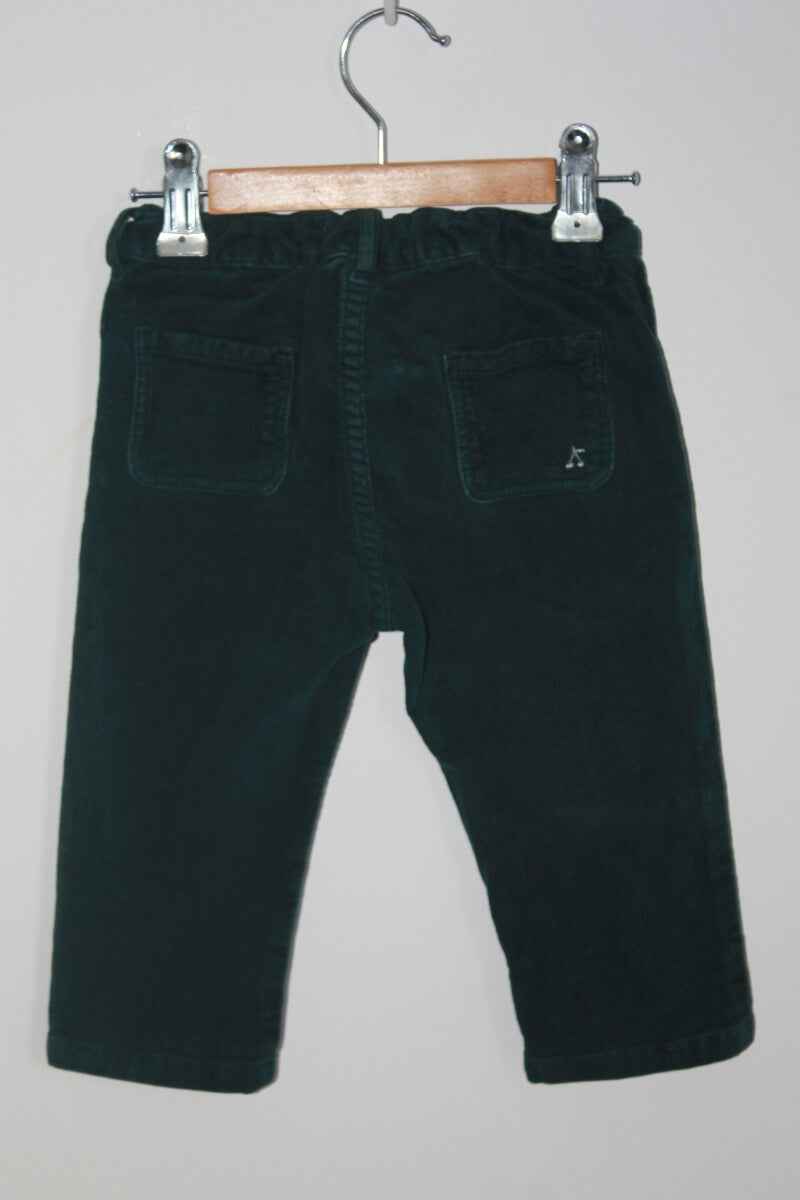 preloved unisex donkergroene corduroy lange broek van bonpoint in maat 74