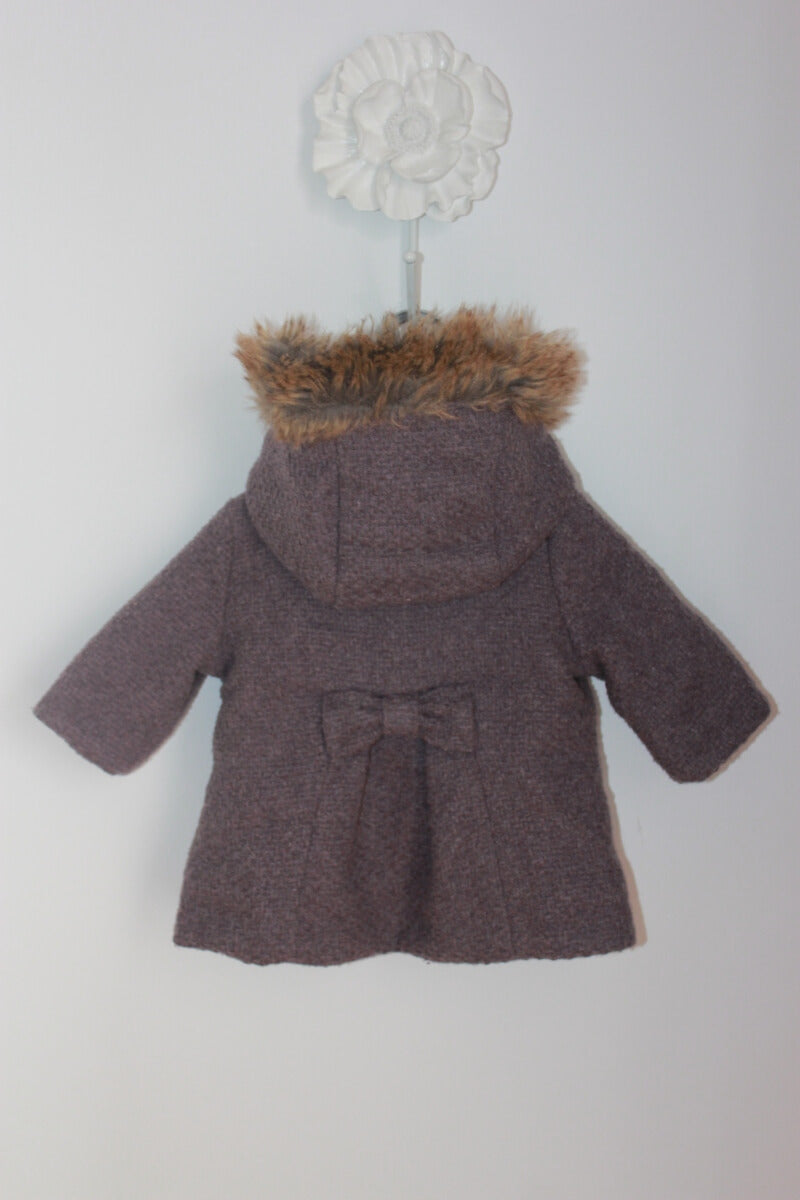 tweedehands mauve jas capuchon maat 56 baby meisje cocoon