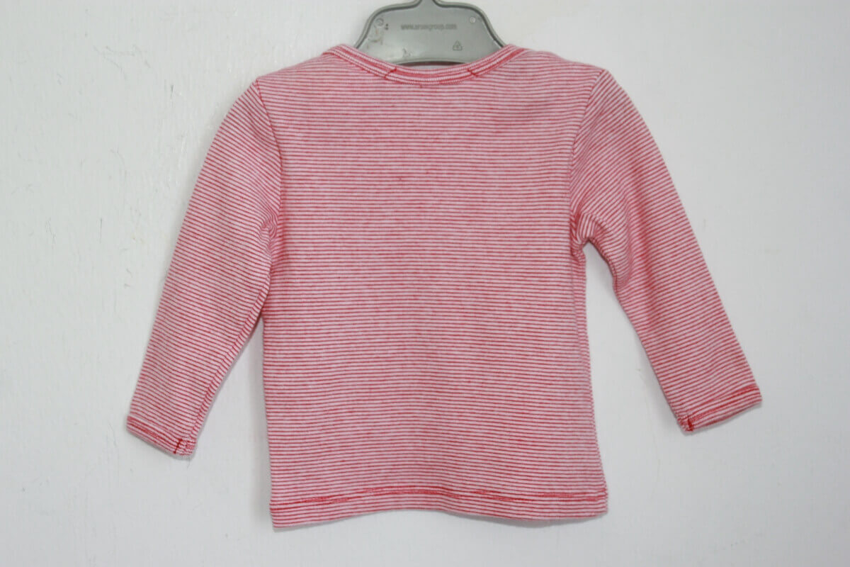 tweedehands unisex katoenen rood-wit gestreepte longsleeve in maat 62 van cocoon