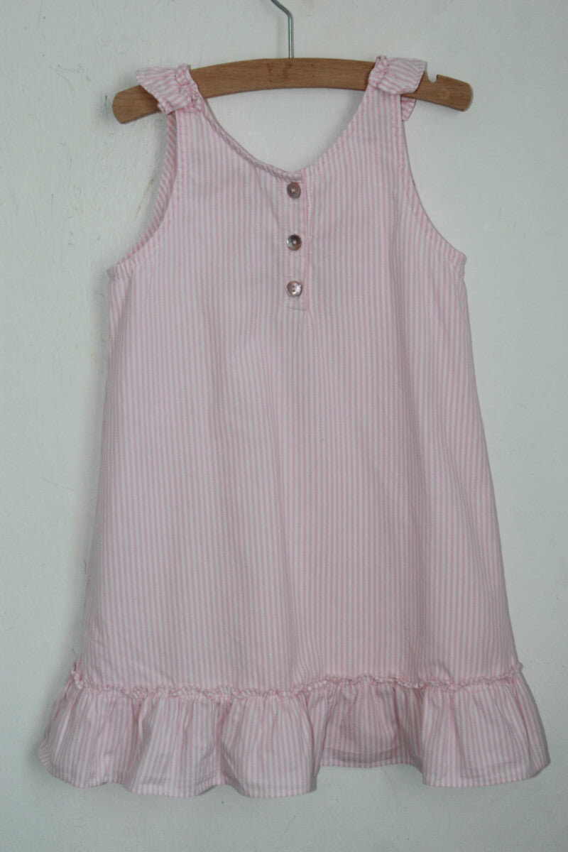 preloved katoenen roze met wit gestreept mouwloos nachthemd in maat 92 van dis a la lune de revenir