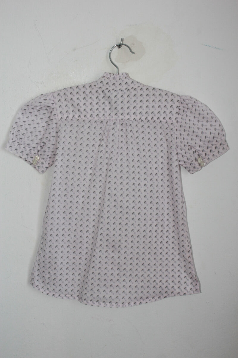 tweedehands katoenen roze en grijze blouse met korte mouwen in maat 8 jaar voor een meisje van marc jacobs