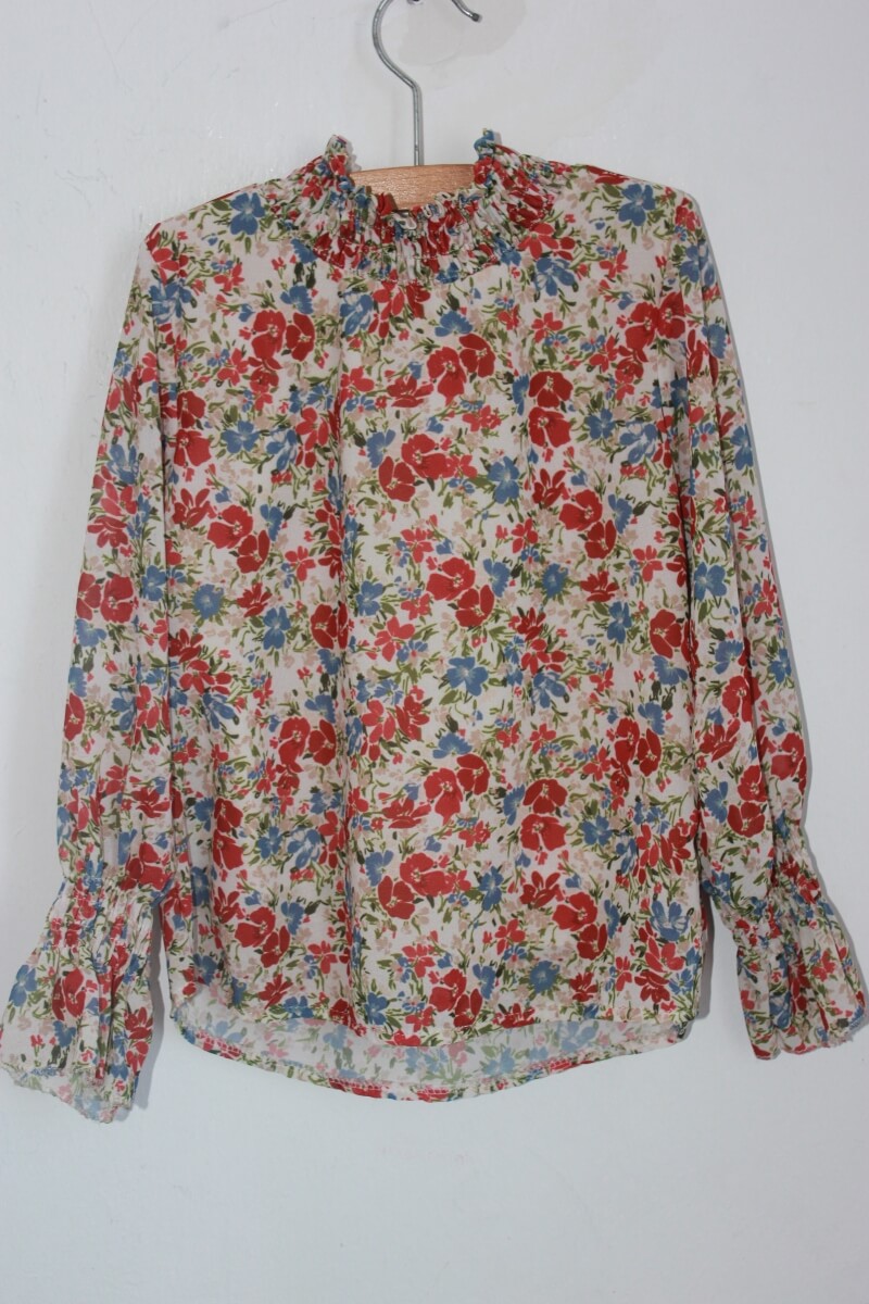 tweedehands gebloemde blouse in multicolour met lange mouwen, maat 116 voor een meisje van mini mignon