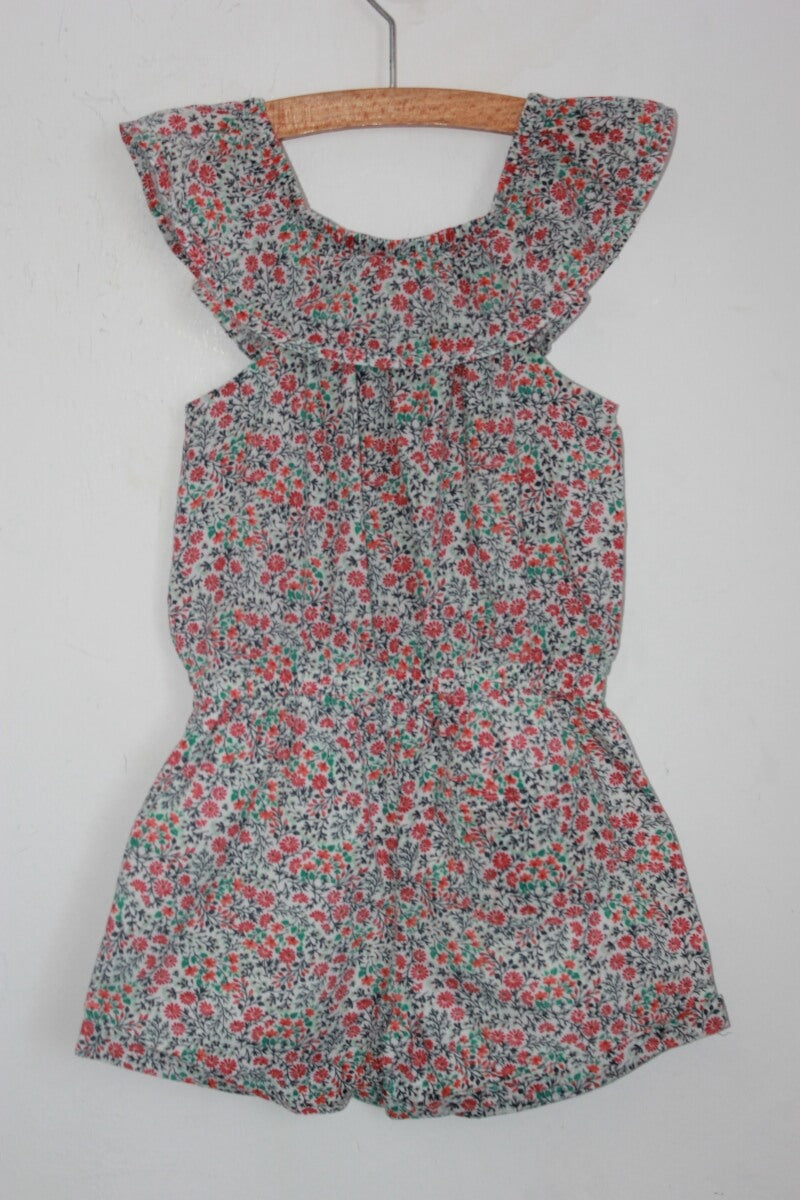 tweedehands zomerse korte liberty jumpsuit in multicolour van monoprix in maat 110