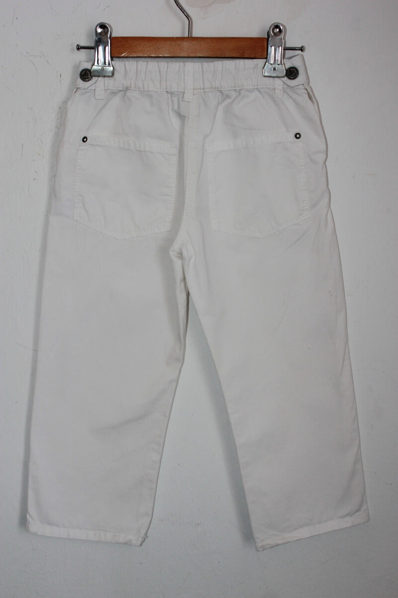 tweedehands unisex katoenen witte lange broek in maat 92-98 van petit bateau
