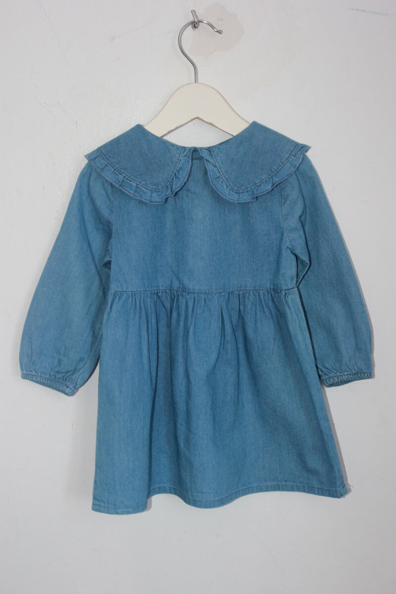 tweedehands lichtblauwe jurk met lange mouwen in maat 80 van primark