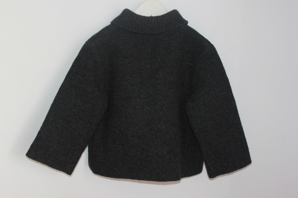 tweedehands unisex donkergrijze wollen jas in maat 92 van royal mer bretagne