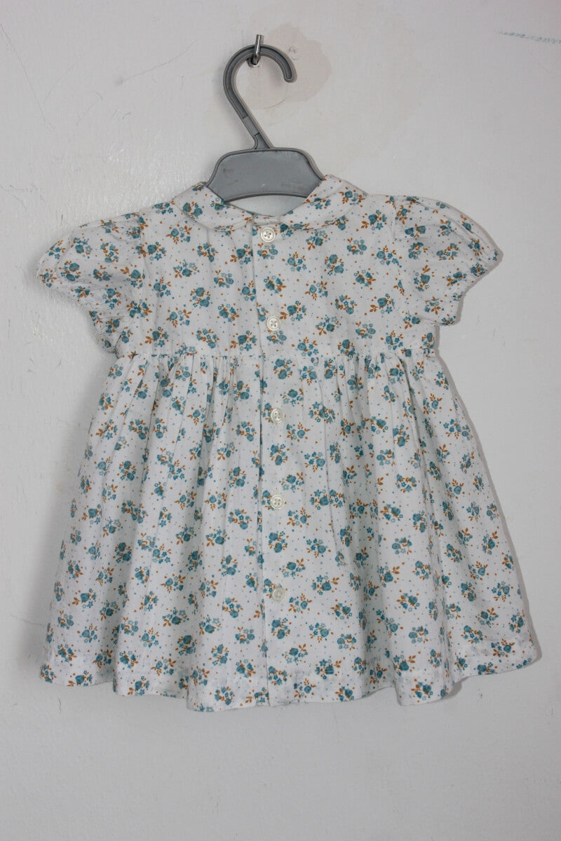 gesmockte katoenen zomerse gebloemde jurk in multicolour met korte mouwen, maat 68 voor een baby meisje van tex