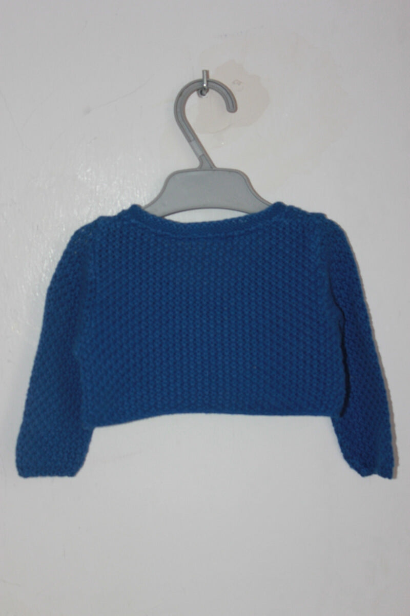 tweedehands korenblauw bolero vestje in maat 62 voor een baby meisje