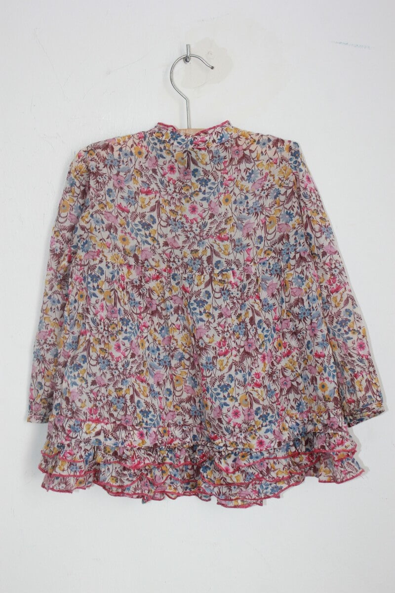 tweedehands katoenen gebloemde blouse in multicolour met lange mouwen in maat 104 van zara