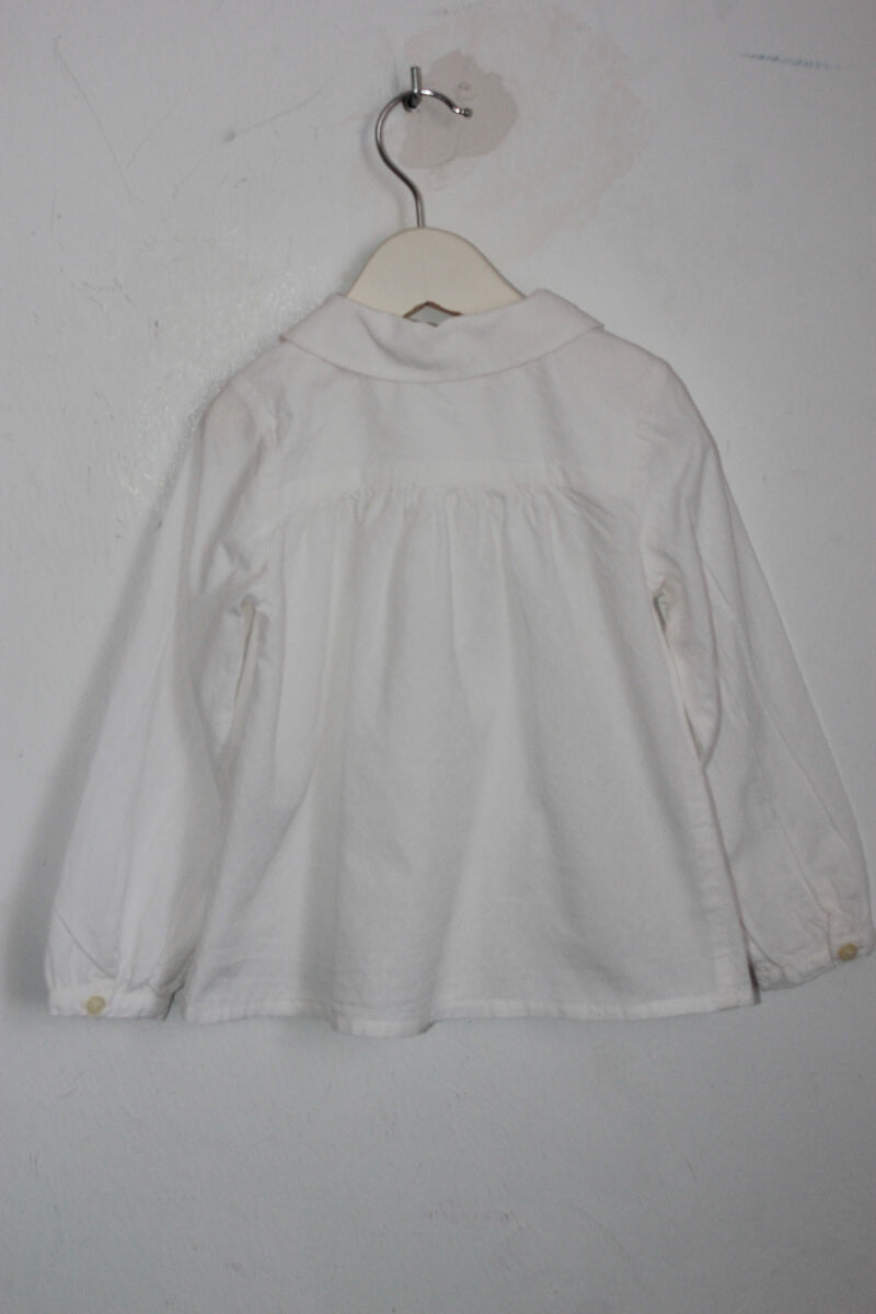 tweedehands katoenen creme blouse met lange mouwen in maat 92-98 voor een meisje van zara