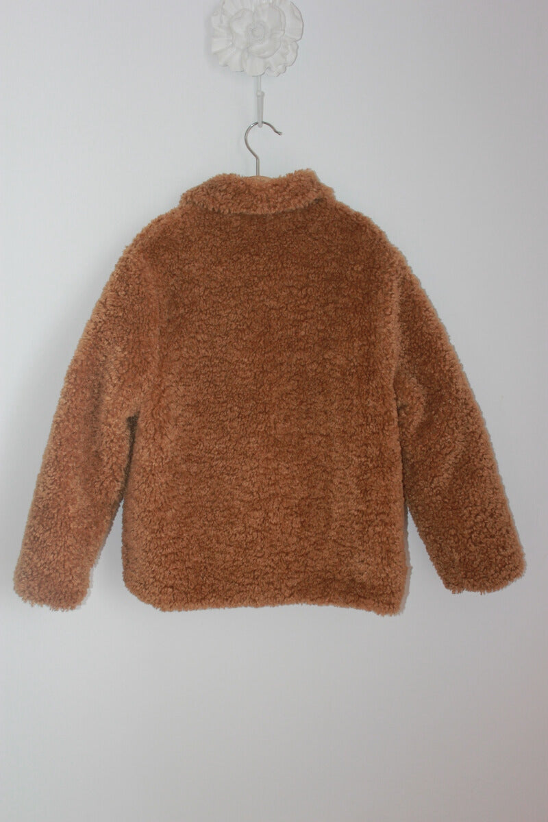 tweedehands lichtbruine faux fur jas in maat 140 voor een meisje van zara