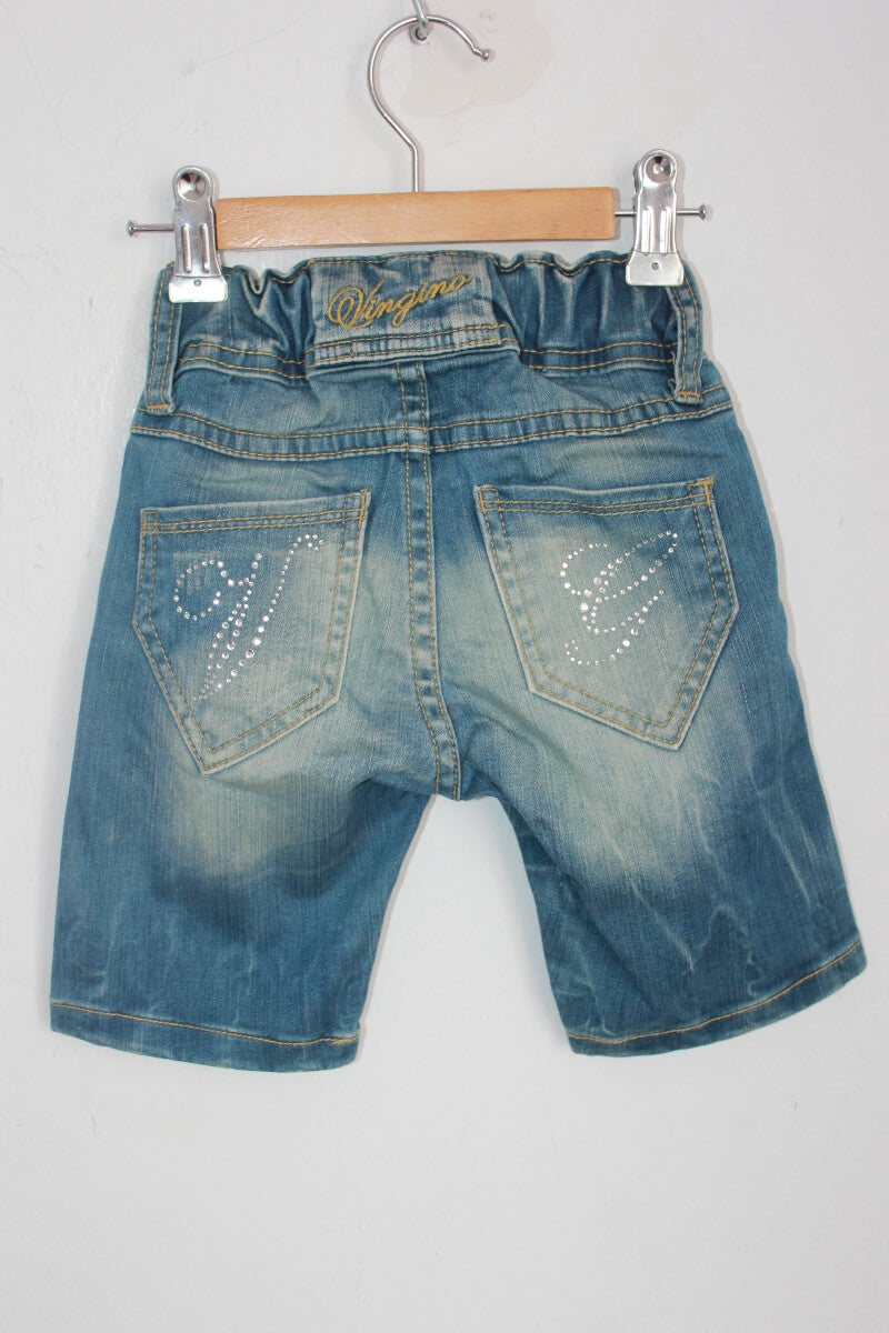 tweedehands denim korte broek in maat 86-92 van vingino voor een meisje