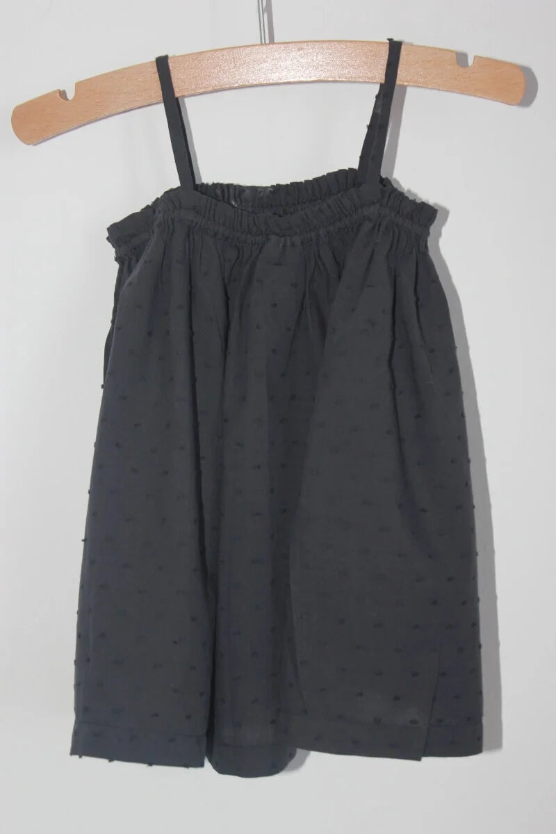 tweedehands katoenen zomerse donkergrijze jurk met schouderbandjes van bonton in maat 68