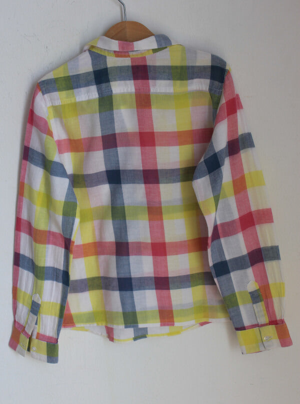 tweedehands katoenen geruit overhemd in multicolour met lange mouwen van bonpoint, maat 122-128