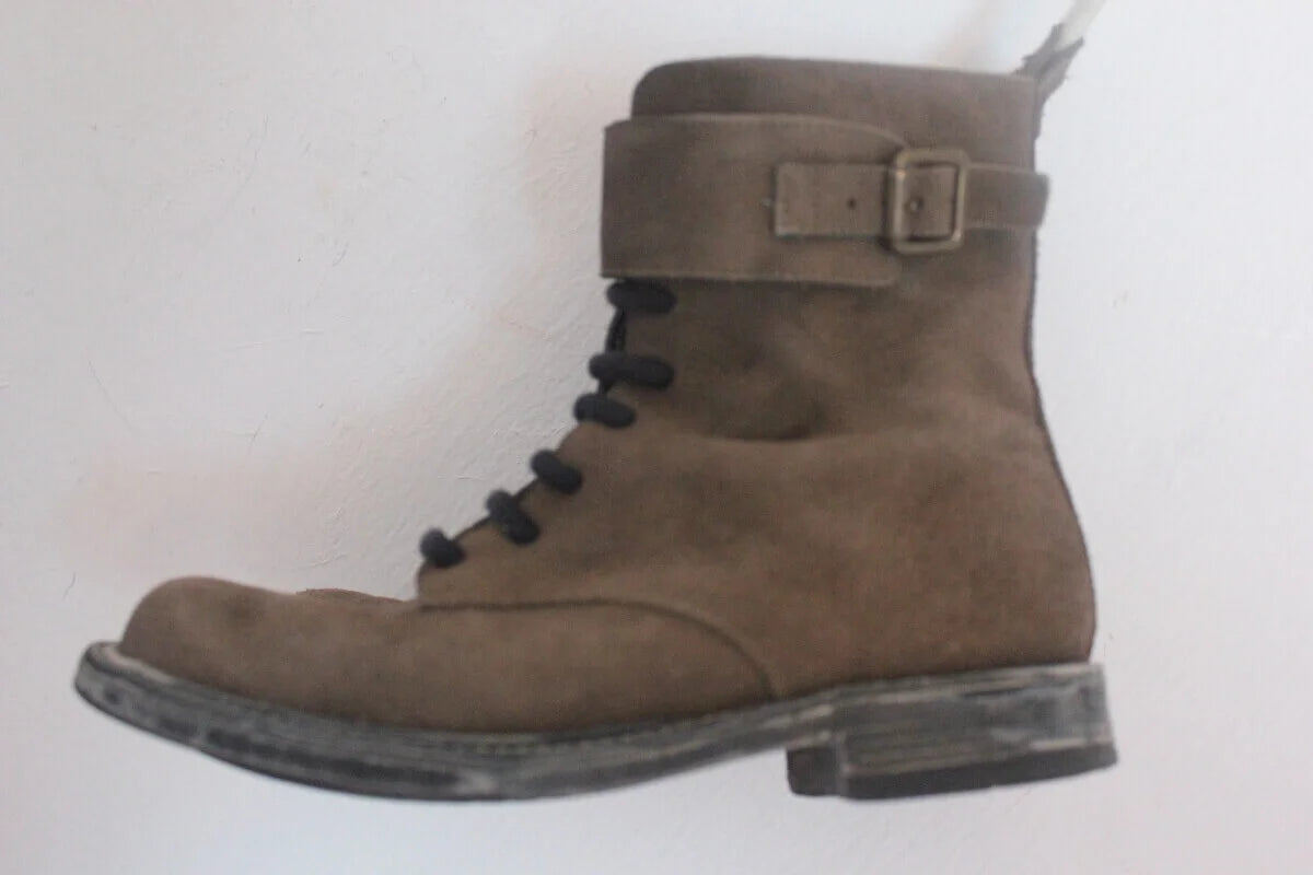 tweedehands suede korte groene laarzen van bonpoint in maat 33