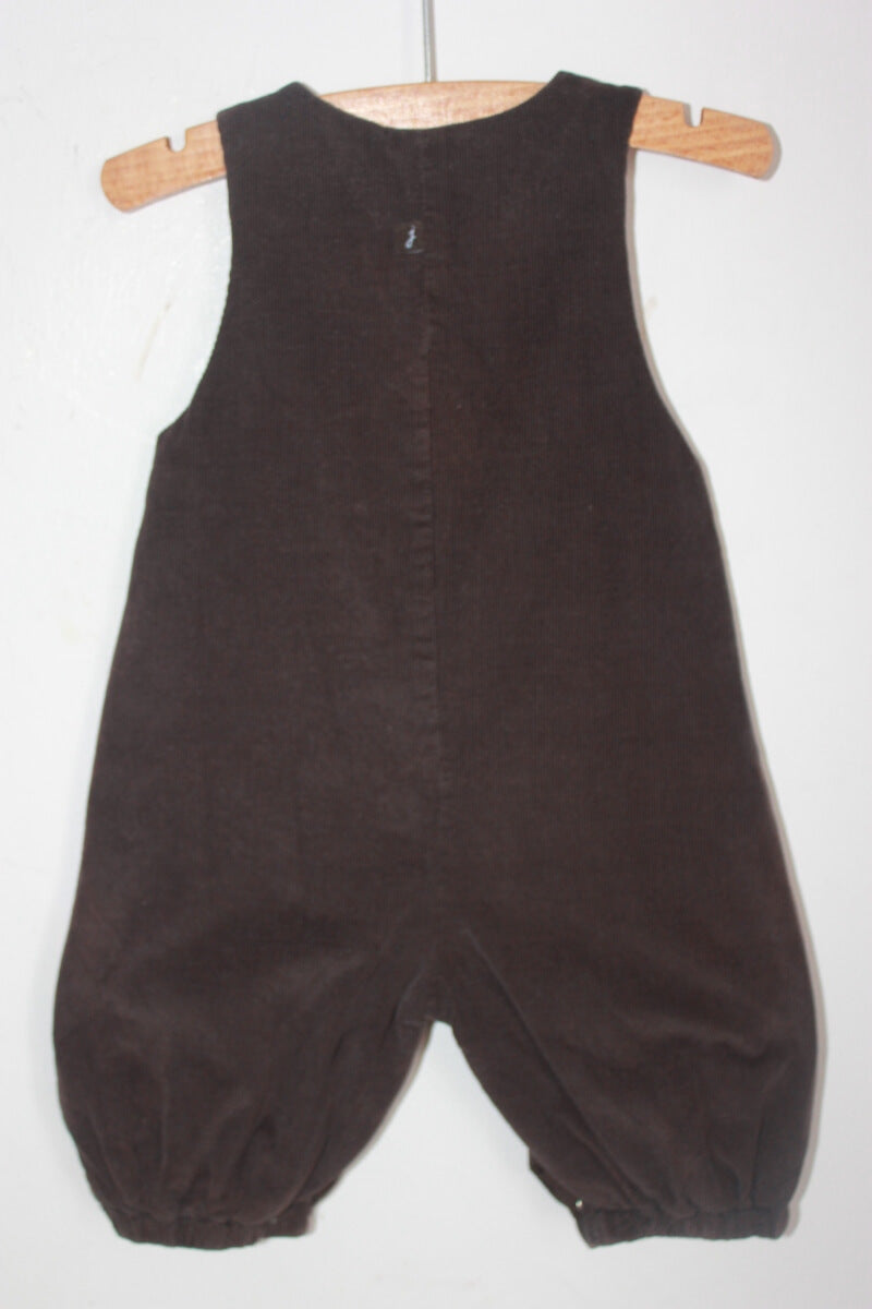 preloved unisex katoenen ribfluwelen bruine salopette, of tuinbroek van jacadi in maat 62