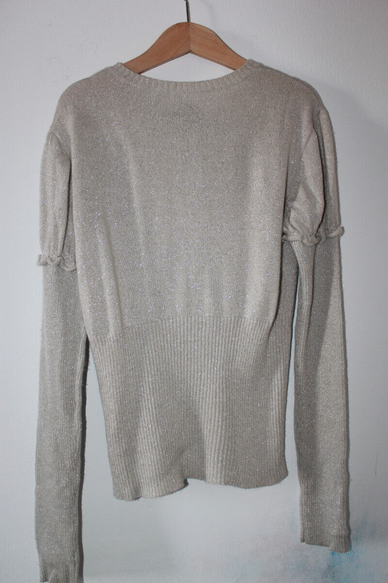 tweedehands-zilverkleurig-vest-volants-maat-152-meisje-guess