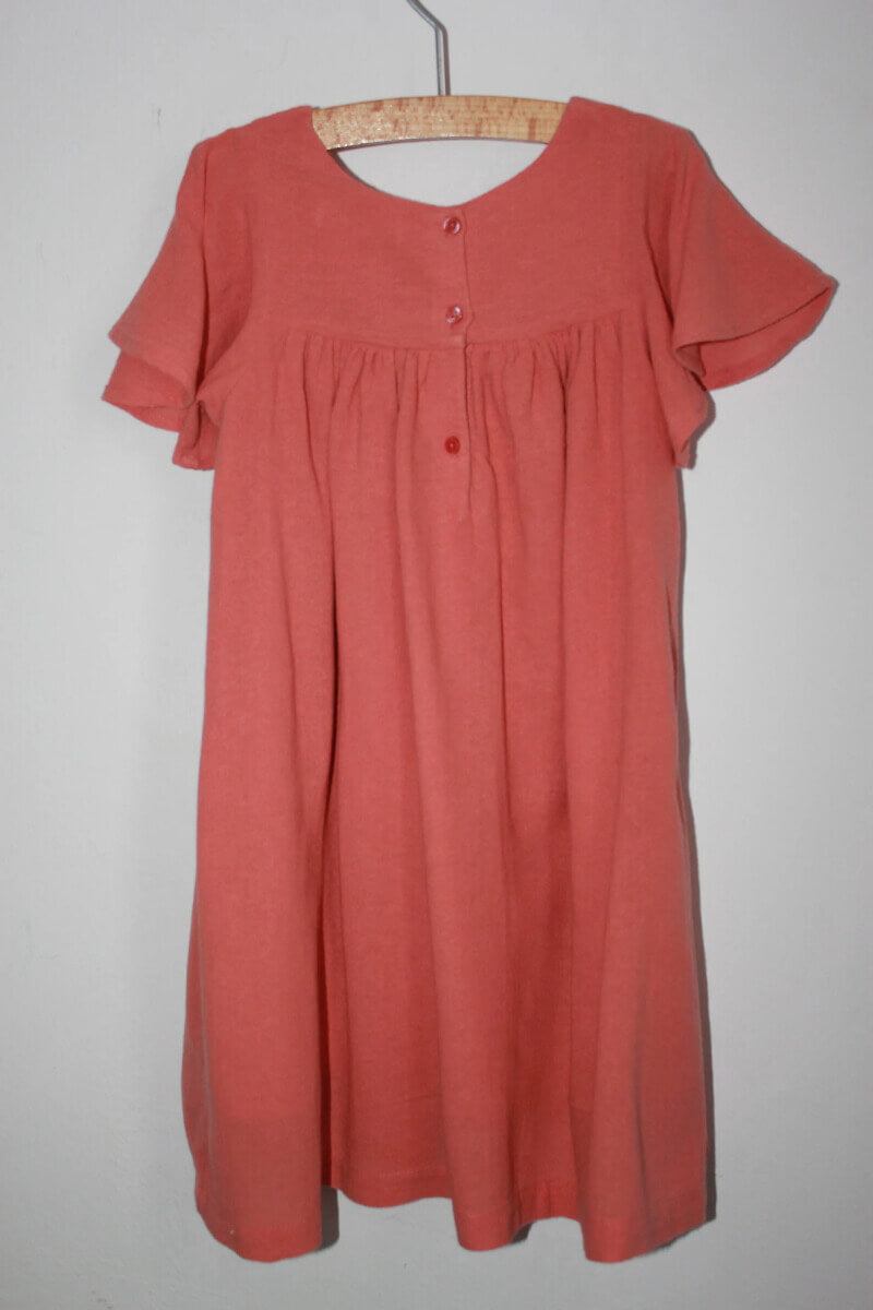 tweedehands-koraalroze-zomerse-jurk-korte-mouwen-maat-92-monoprix