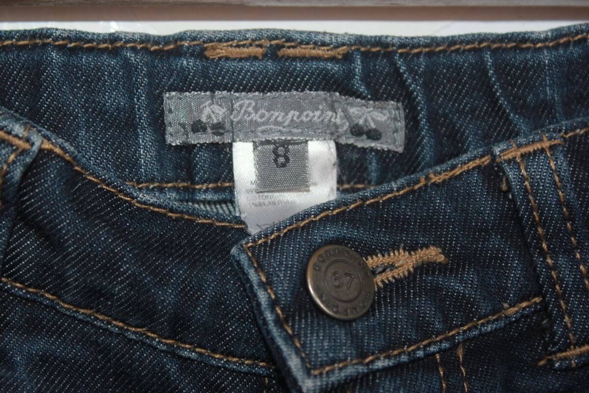 tweedehands blauwe denim korte broek van bonpoint in maat 122-128