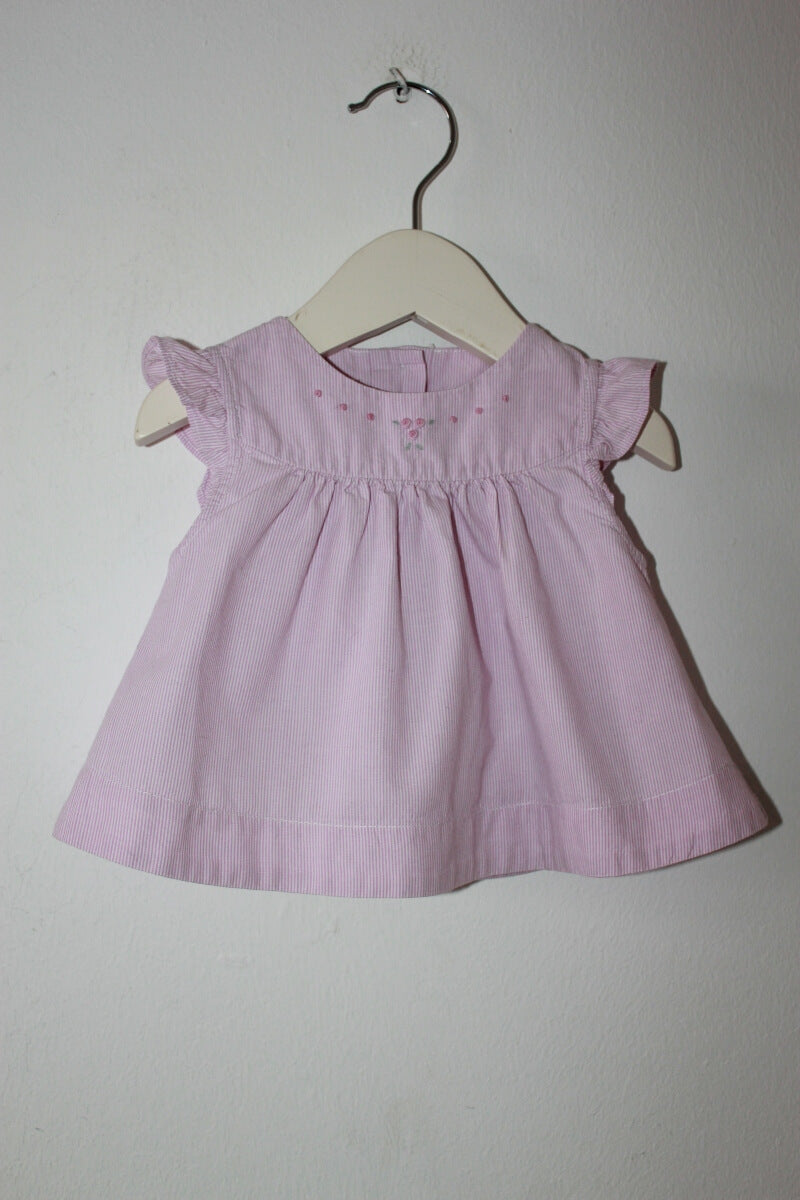 tweedehands katoenen roze blouse met korte mouwen in maat 62 voor een baby meisje van jacadi