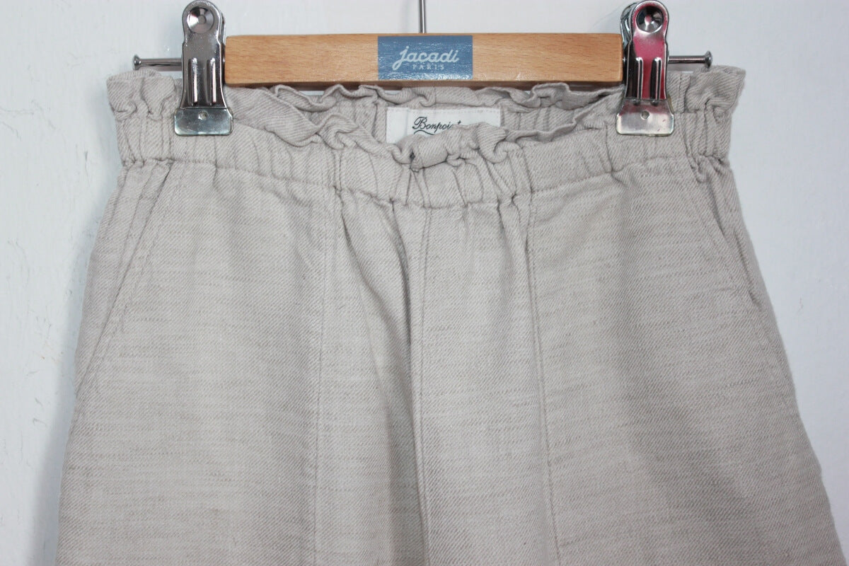 tweedehands zomerse unisex beige lange broek van bonpoint in maat 140