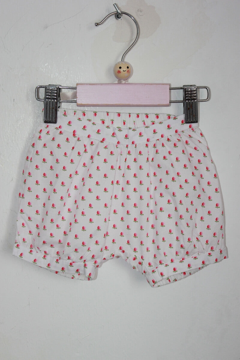 tweedehands mouwloos roze en wit zomers gebloemd setje van Jacadi in maat 68 voor een baby meisje