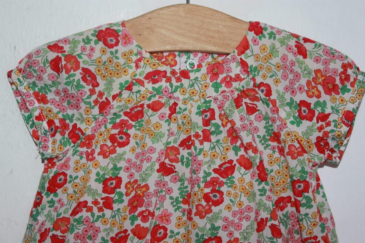 tweedehands katoenen zomerse liberty jurk in multicolour, met korte mouwen, maat 68 voor een baby meisje van jacadi