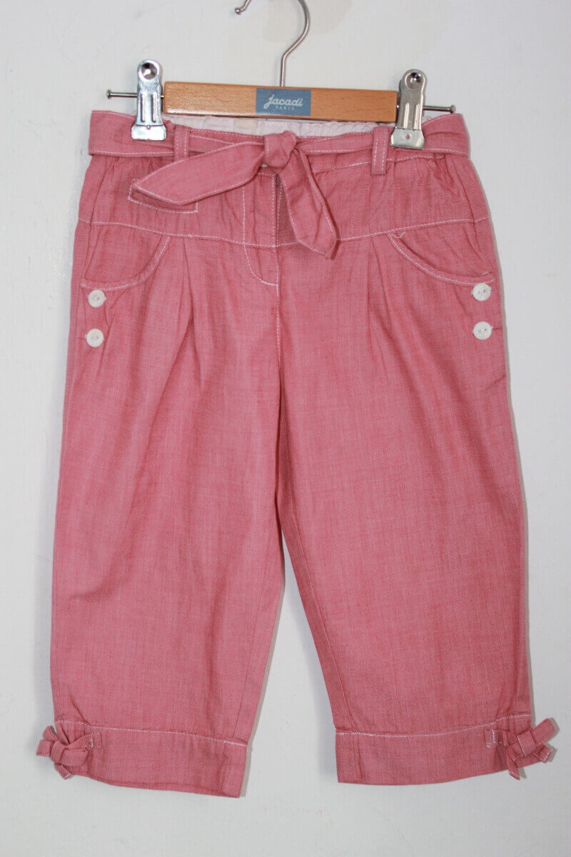 tweedehands katoenen lichtrode capri broek in maat 110 voor een meisje van jacadi