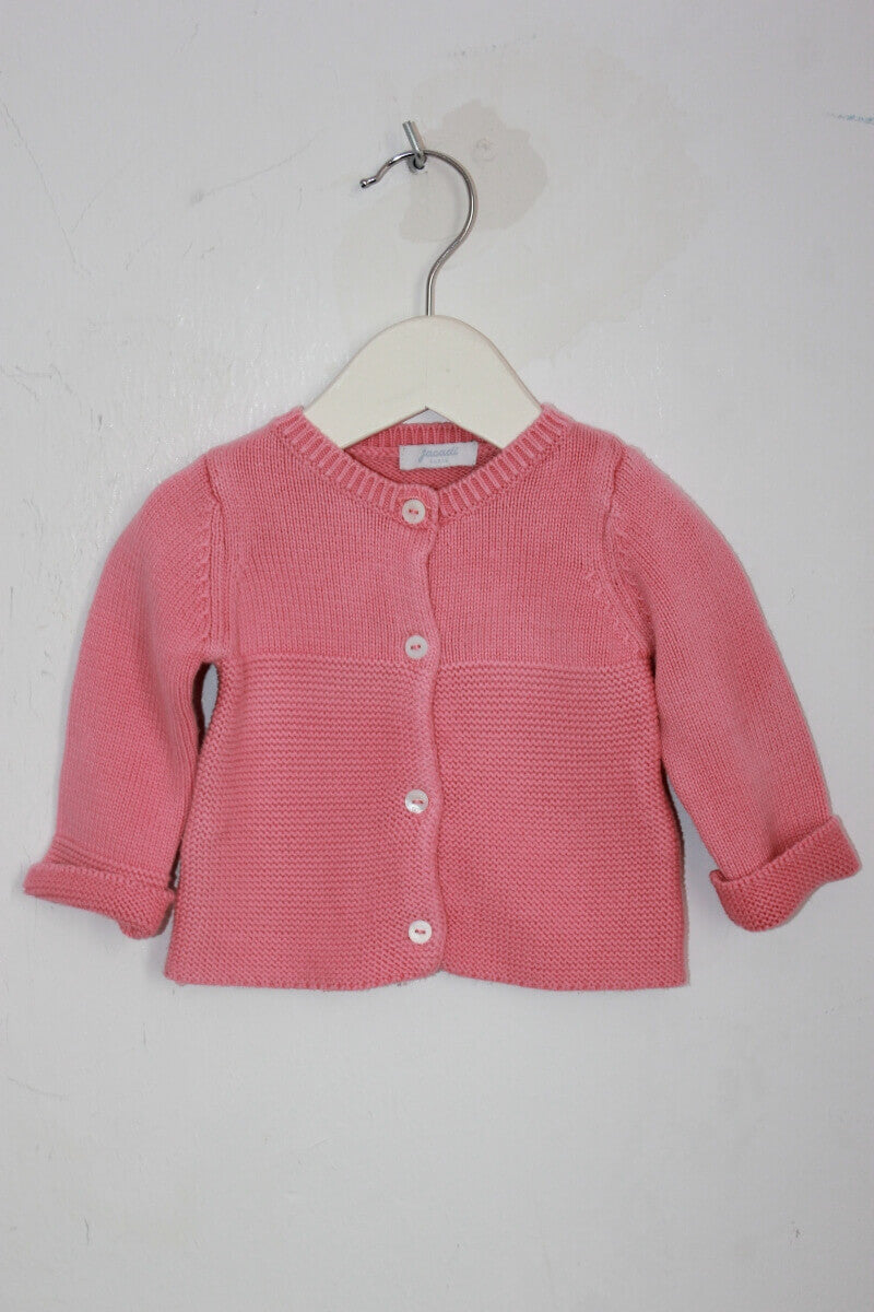 tweedehands katoenen koraalroze vestje in maat 56 voor een baby meisje van jacadi