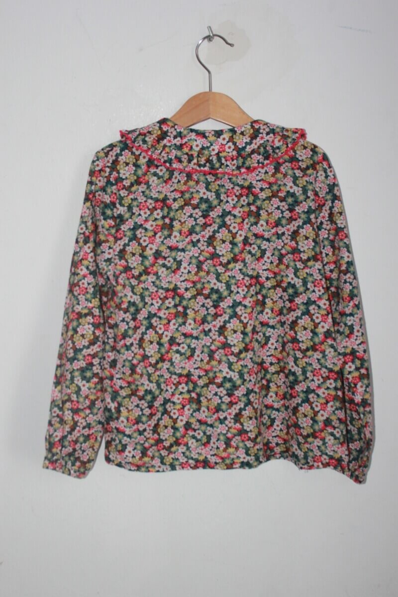 tweedehands katoenen gebloemde blouse in multicolour met lange mouwen in maat 128 voor een meisje van monoprix