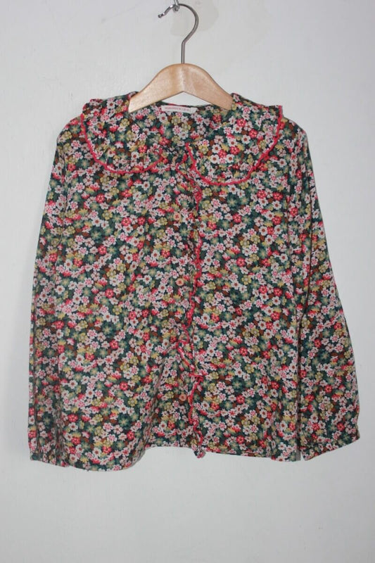tweedehands katoenen gebloemde blouse in multicolour met lange mouwen in maat 128 voor een meisje van monoprix