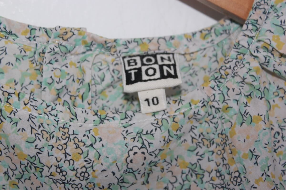 tweedehands katoenen liberty blouse in multicolour met korte mouwen, maat 134-140 voor een meisje van bonton