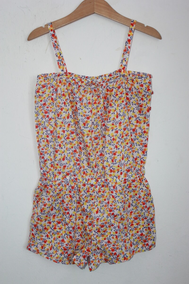 tweedehands zomerse katoenen korte jumpsuit in multicolour, maat 122 voor een meisje van jacadi