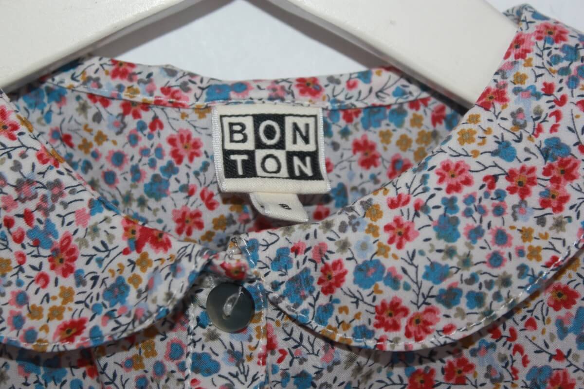 tweedehands katoenen zomerse liberty jurk in multicolour met korte mouwen in maat 128 van bonton