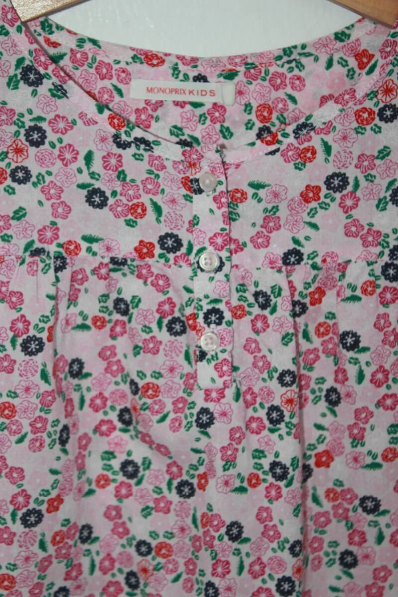 tweedehands katoenen zomerse gebloemde blouse in multicolour met korte mouwen in maat 128 van monoprix