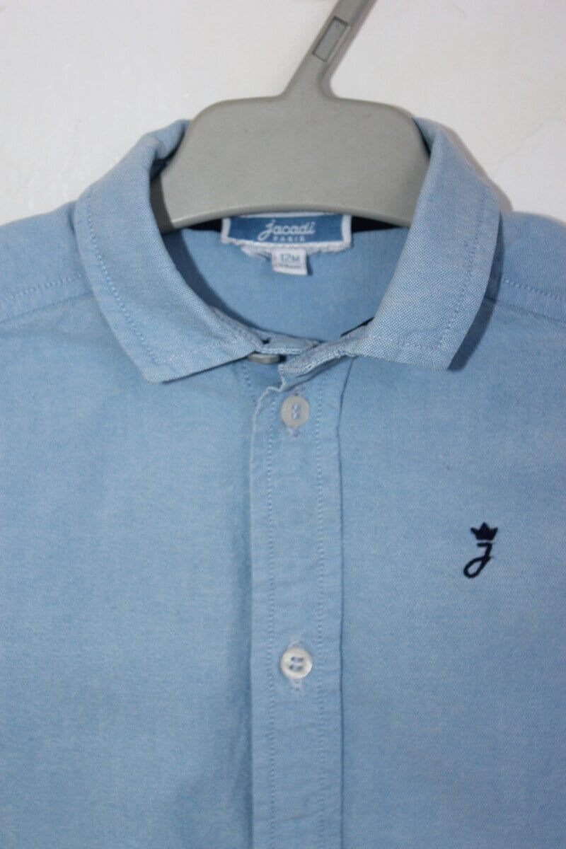 preloved blauw overhemd met lange mouwen voor een baby jongen in maat 74 van jacadi