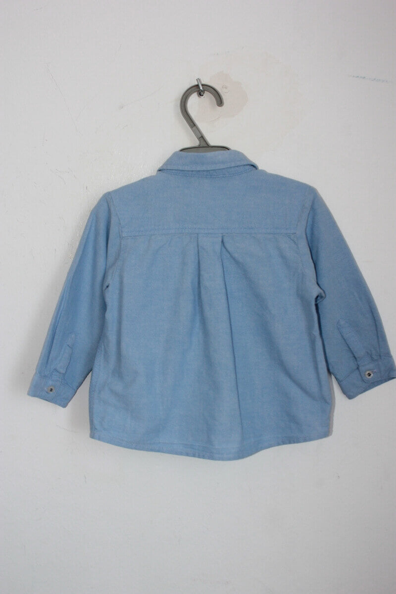 preloved blauw overhemd met lange mouwen voor een baby jongen in maat 74 van jacadi