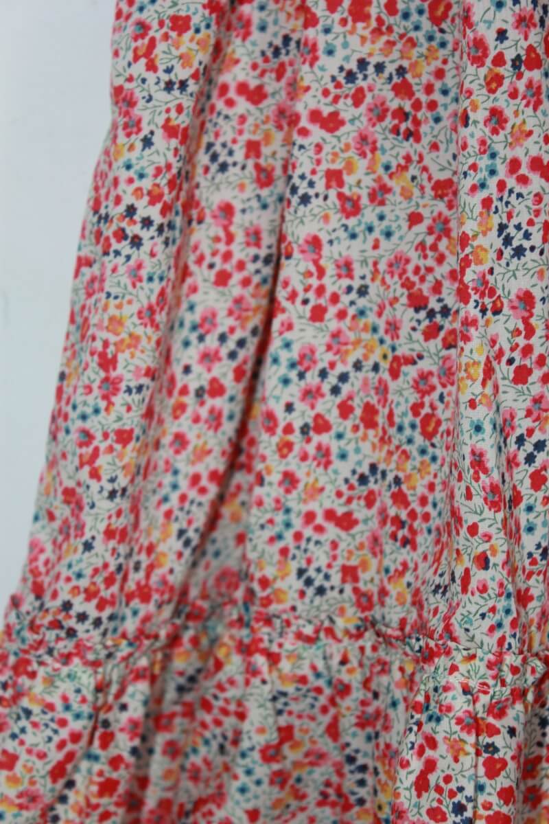 tweedehands katoenen zomerse liberty jurk in multicolour met schouderbandjes, maat 104 van bonton