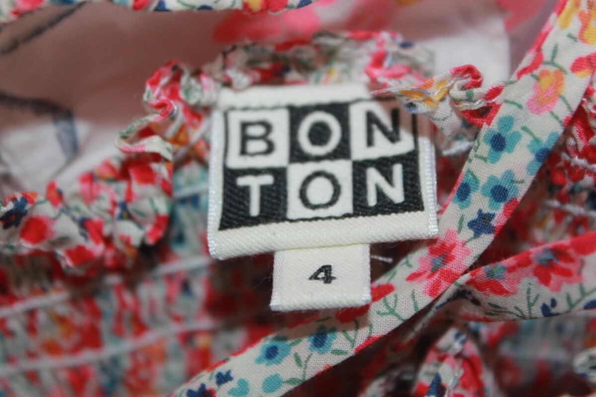 tweedehands katoenen zomerse liberty jurk in multicolour met schouderbandjes, maat 104 van bonton