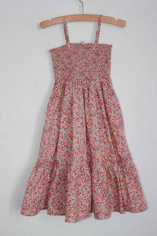 tweedehands katoenen zomerse liberty jurk in multicolour met schouderbandjes, maat 104 van bonton