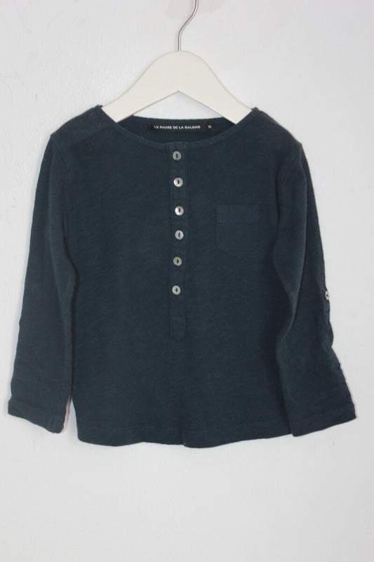 tweedehands unisex katoenen donkerblauwe longsleeve in maat 74 van le phare de la baleine